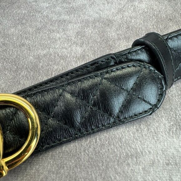 Gucci Zumi Black Leather Quilted Belt with Gold Buckle 550122 90/36 - Picture 6 of 10